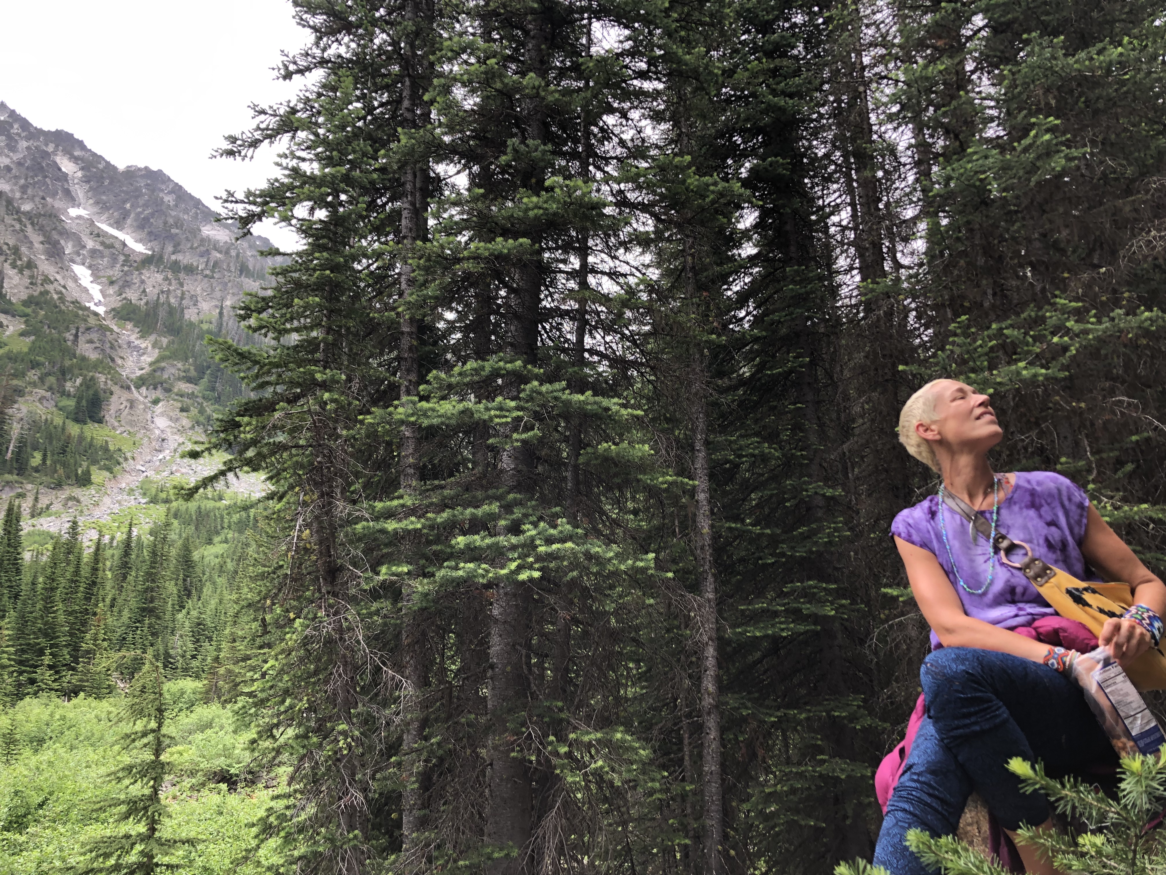 Practitioner with flower umbrella